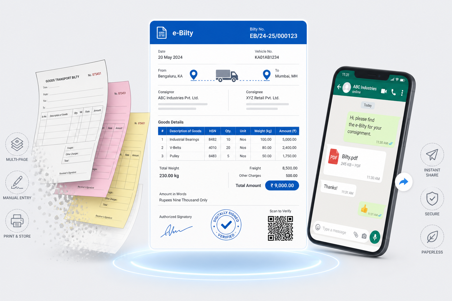 From paper LR book to digital bilty on phone and dashboard