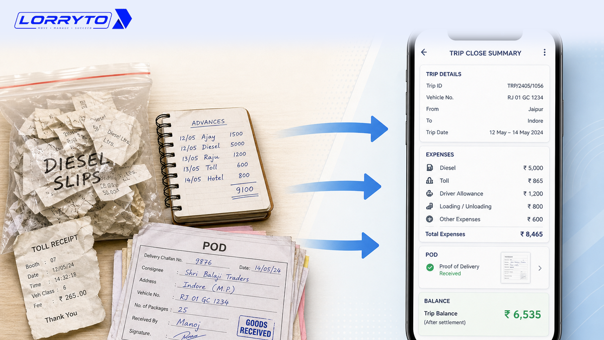 From crumpled diesel slips and pocket notebooks to closing a trip on a phone